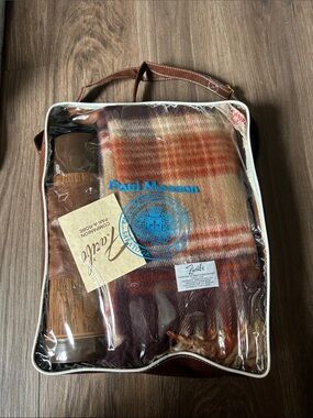 Vintage Paul Masson Faribo Plaid Blanket Thermos Picnic Travel Set